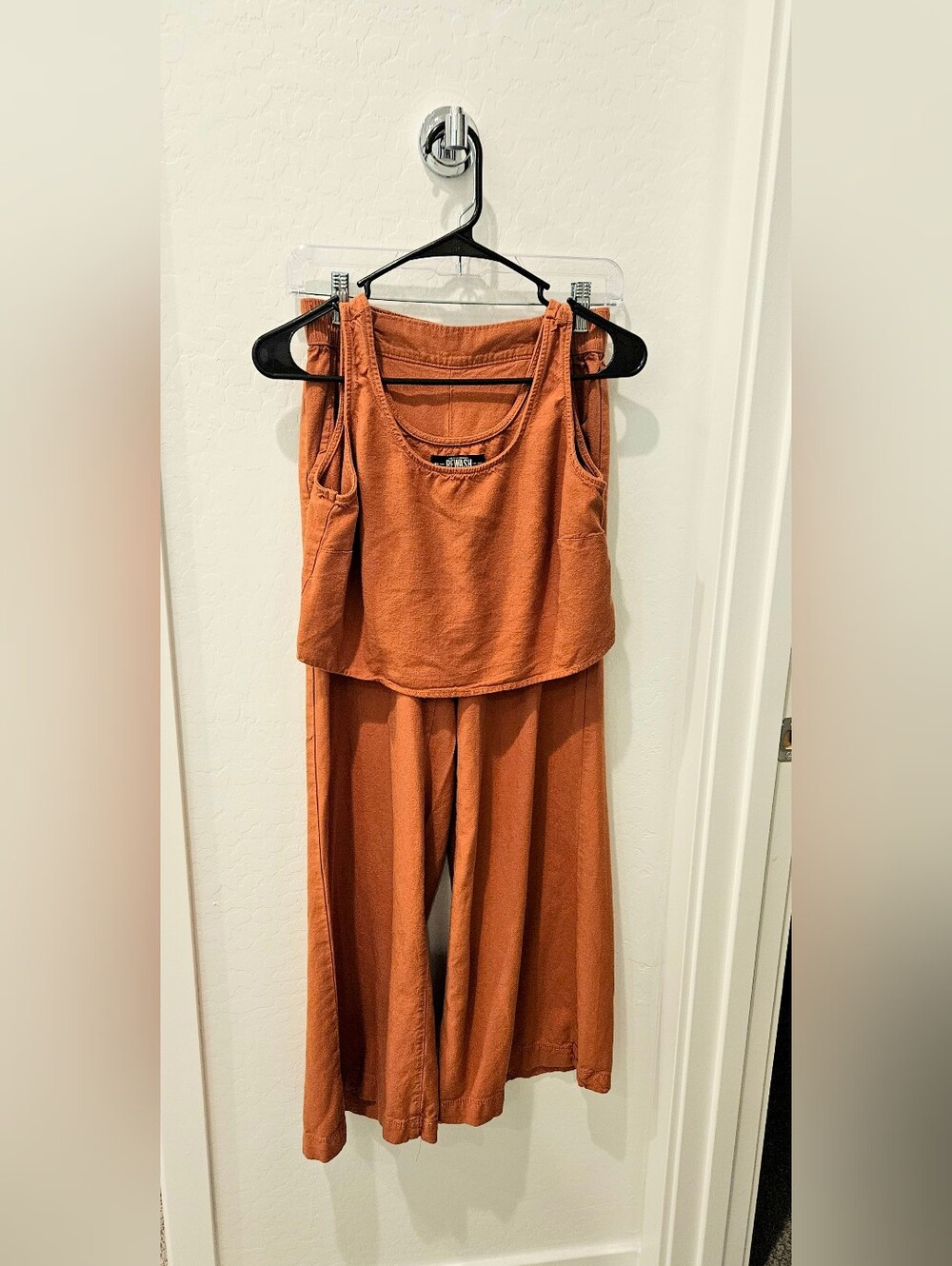 Rewash Rust Orange Wide-Leg Pants And Crop Top